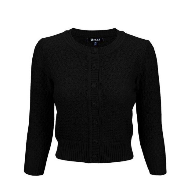 Women's Cute Pattern Cropped Daily Cardigan Sweater Retro Vintage Pinup Style - Picture 1 of 4